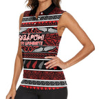 Personalised Ngapuhi Aotearoa Meri Kirihimete Women Sleeveless Polo Shirt Maori Silver Fern Koru Tribal Pattern