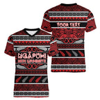 Personalised Ngapuhi Aotearoa Meri Kirihimete Women V-Neck T-Shirt Maori Silver Fern Koru Tribal Pattern