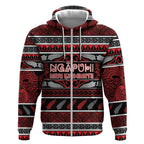 Personalised Ngapuhi Aotearoa Meri Kirihimete Zip Hoodie Maori Silver Fern Koru Tribal Pattern