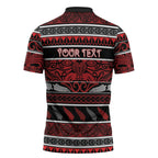 Personalised Ngapuhi Aotearoa Meri Kirihimete Zipper Polo Shirt Maori Silver Fern Koru Tribal Pattern