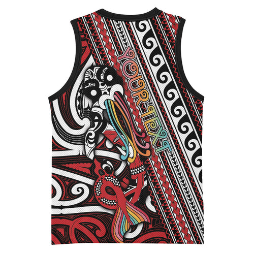 Personalised Maori Language Week Basketball Jersey Ake Ake Ake Tribal Patterns