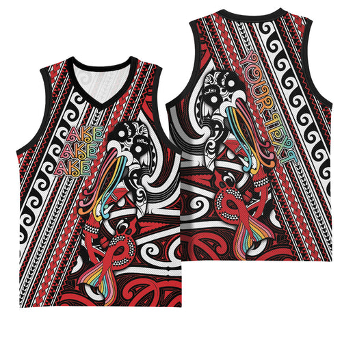 Personalised Maori Language Week Basketball Jersey Ake Ake Ake Tribal Patterns