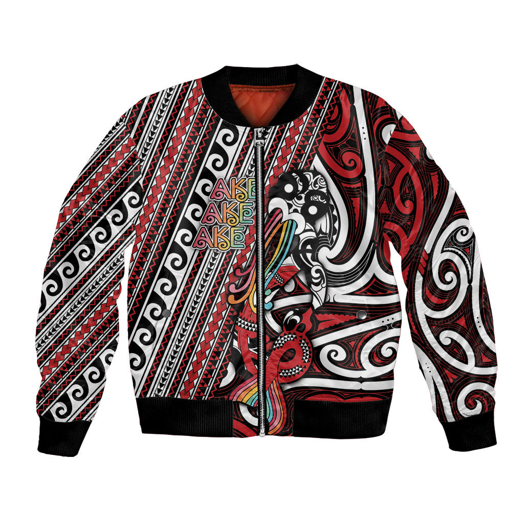 Personalised Maori Language Week Bomber Jacket Ake Ake Ake Tribal Patterns