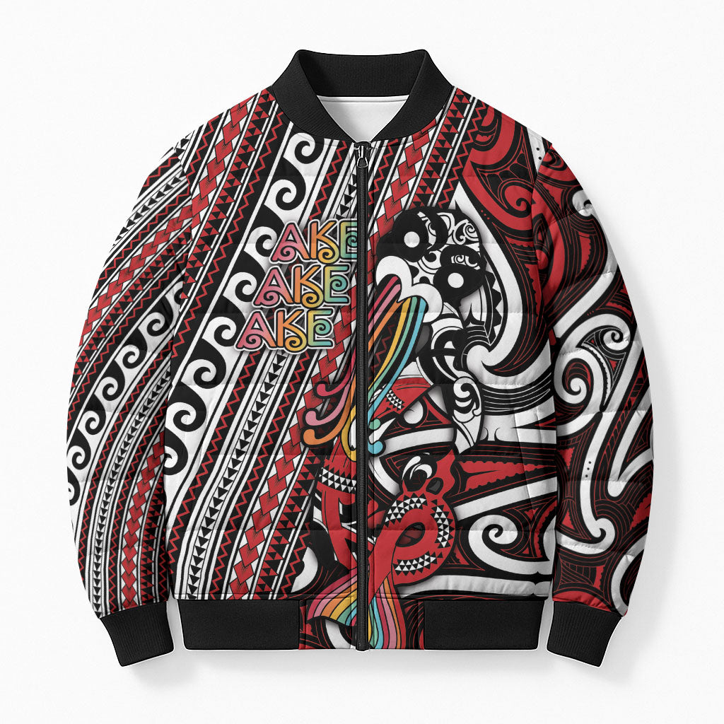 Personalised Maori Language Week Bomber Puffer Jacket Ake Ake Ake Tribal Patterns