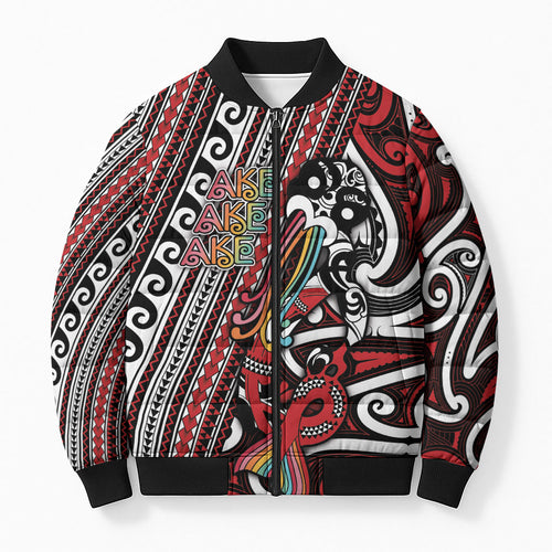 Personalised Maori Language Week Bomber Puffer Jacket Ake Ake Ake Tribal Patterns