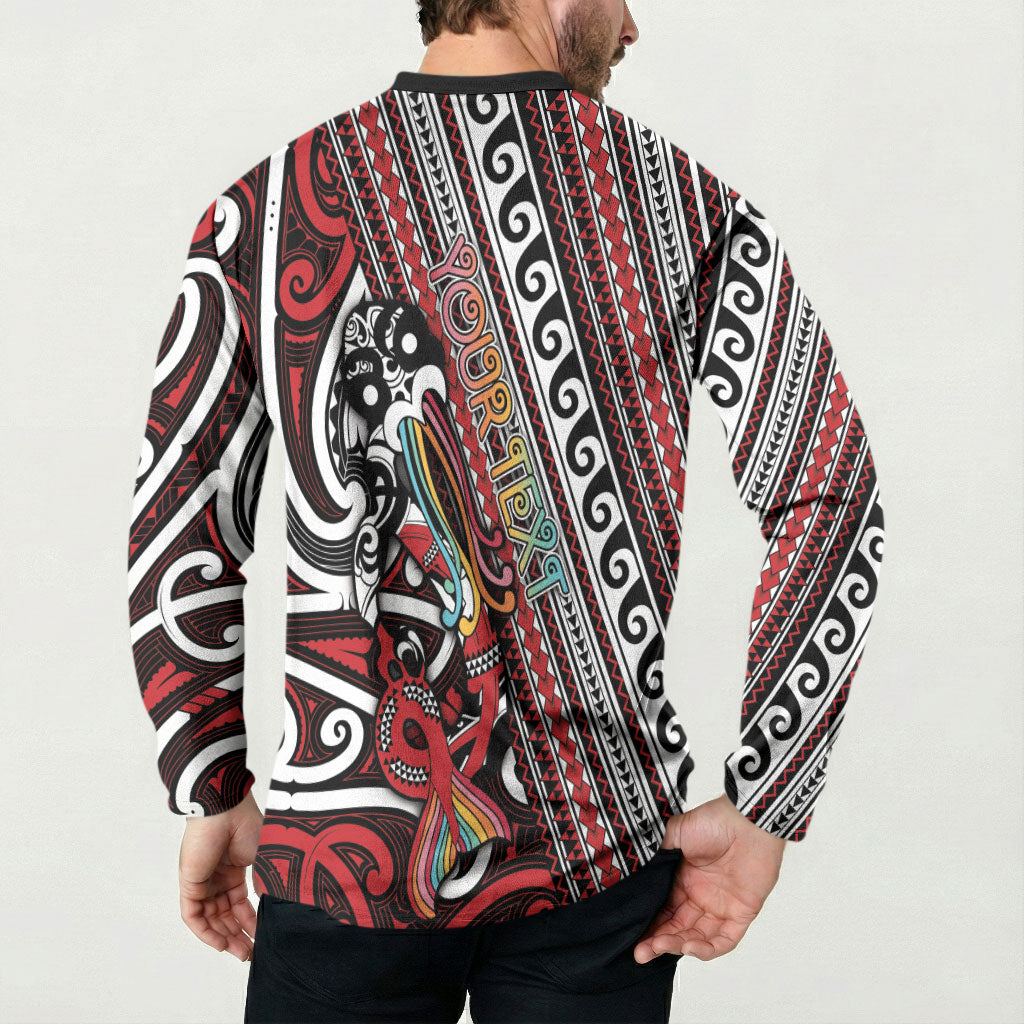 Personalised Maori Language Week Button Sweatshirt Ake Ake Ake Tribal Patterns