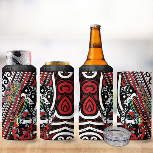 Personalised Maori Language Week 4 in 1 Can Cooler Tumbler Ake Ake Ake Tribal Patterns