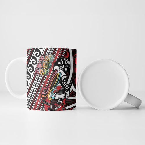 Personalised Maori Language Week Ceramic Mug Ake Ake Ake Tribal Patterns