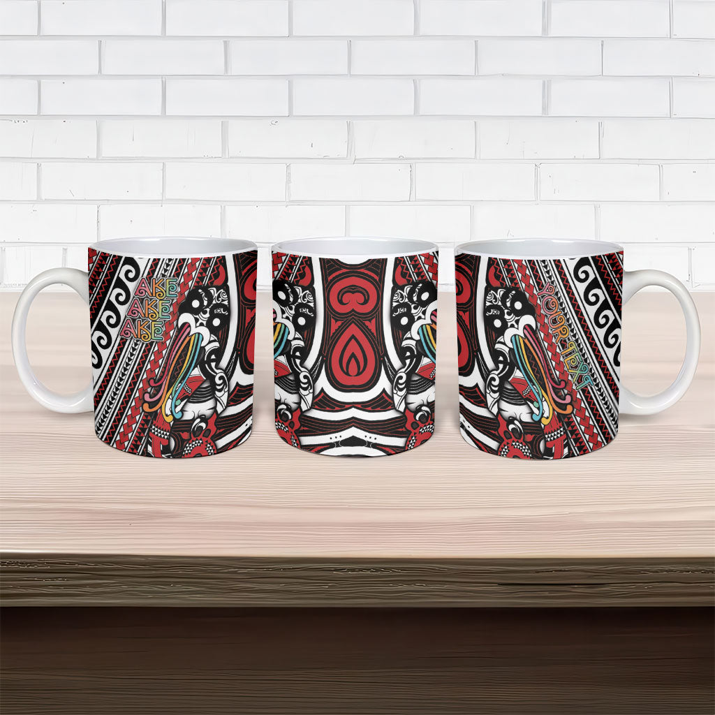 Personalised Maori Language Week Ceramic Mug Ake Ake Ake Tribal Patterns