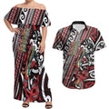 Personalised Maori Language Week Couples Matching Off Shoulder Maxi Dress and Hawaiian Shirt Ake Ake Ake Tribal Patterns