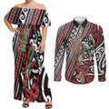 Personalised Maori Language Week Couples Matching Off Shoulder Maxi Dress and Long Sleeve Button Shirt Ake Ake Ake Tribal Patterns