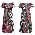 Personalised Maori Language Week Couples Matching Off Shoulder Maxi Dress and Long Sleeve Button Shirt Ake Ake Ake Tribal Patterns
