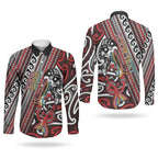 Personalised Maori Language Week Couples Matching Off The Shoulder Long Sleeve Dress and Long Sleeve Button Shirt Ake Ake Ake Tribal Patterns