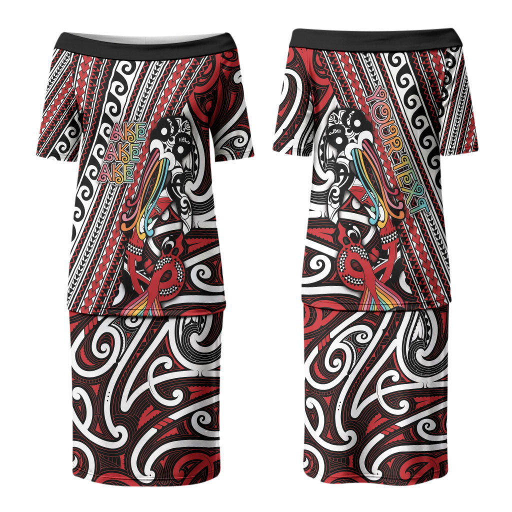 Personalised Maori Language Week Couples Matching Puletasi and Long Sleeve Button Shirt Ake Ake Ake Tribal Patterns
