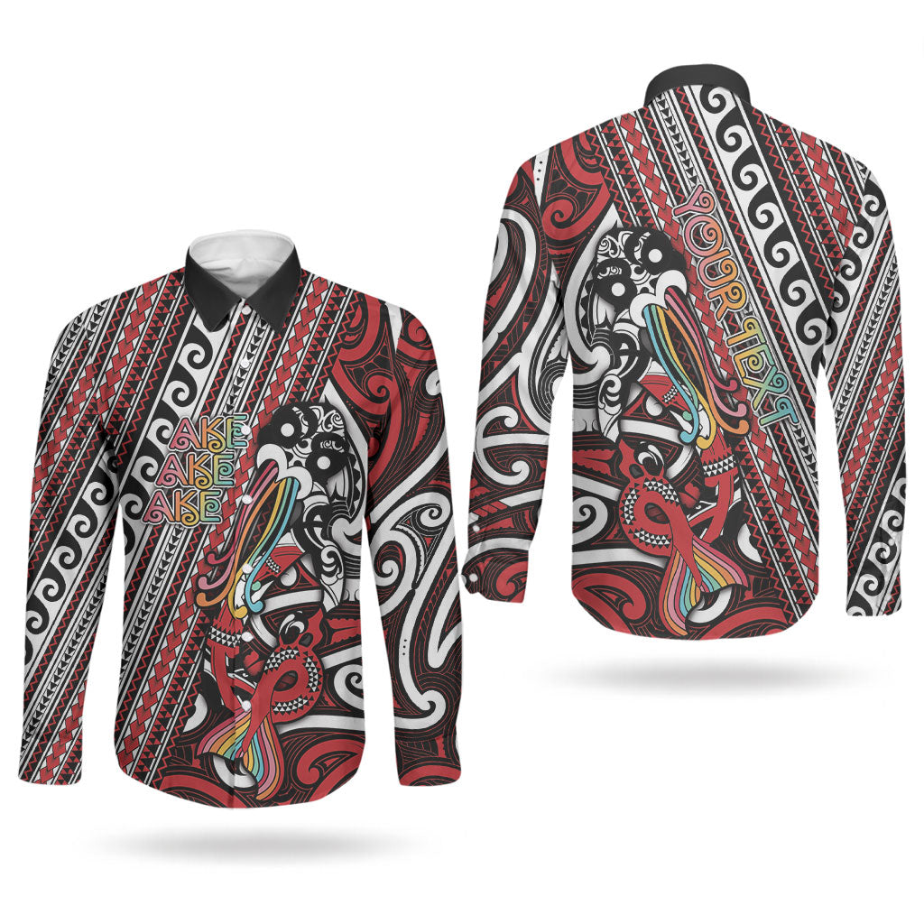 Personalised Maori Language Week Couples Matching Short Sleeve Bodycon Dress and Long Sleeve Button Shirt Ake Ake Ake Tribal Patterns