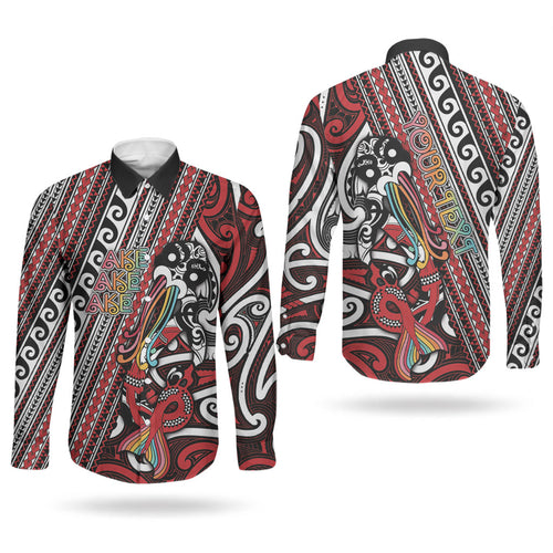 Personalised Maori Language Week Couples Matching Short Sleeve Bodycon Dress and Long Sleeve Button Shirt Ake Ake Ake Tribal Patterns