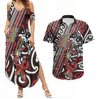 Personalised Maori Language Week Couples Matching Summer Maxi Dress and Hawaiian Shirt Ake Ake Ake Tribal Patterns