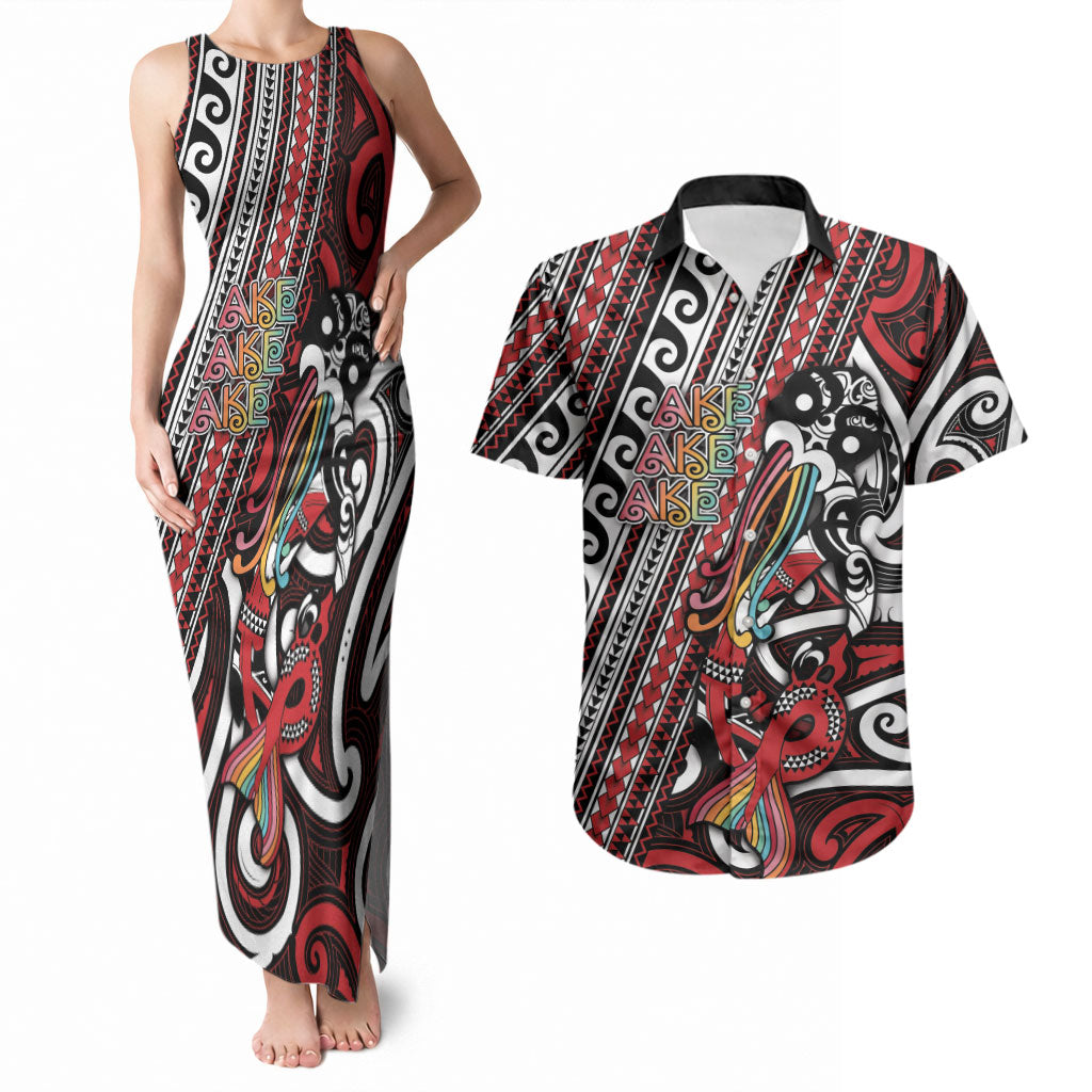 Personalised Maori Language Week Couples Matching Tank Maxi Dress and Hawaiian Shirt Ake Ake Ake Tribal Patterns