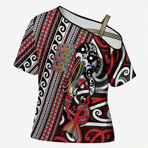 Personalised Maori Language Week Cross Shoulder Shirt Ake Ake Ake Tribal Patterns