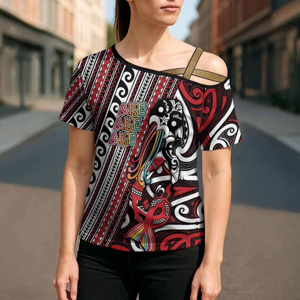 Personalised Maori Language Week Cross Shoulder Shirt Ake Ake Ake Tribal Patterns