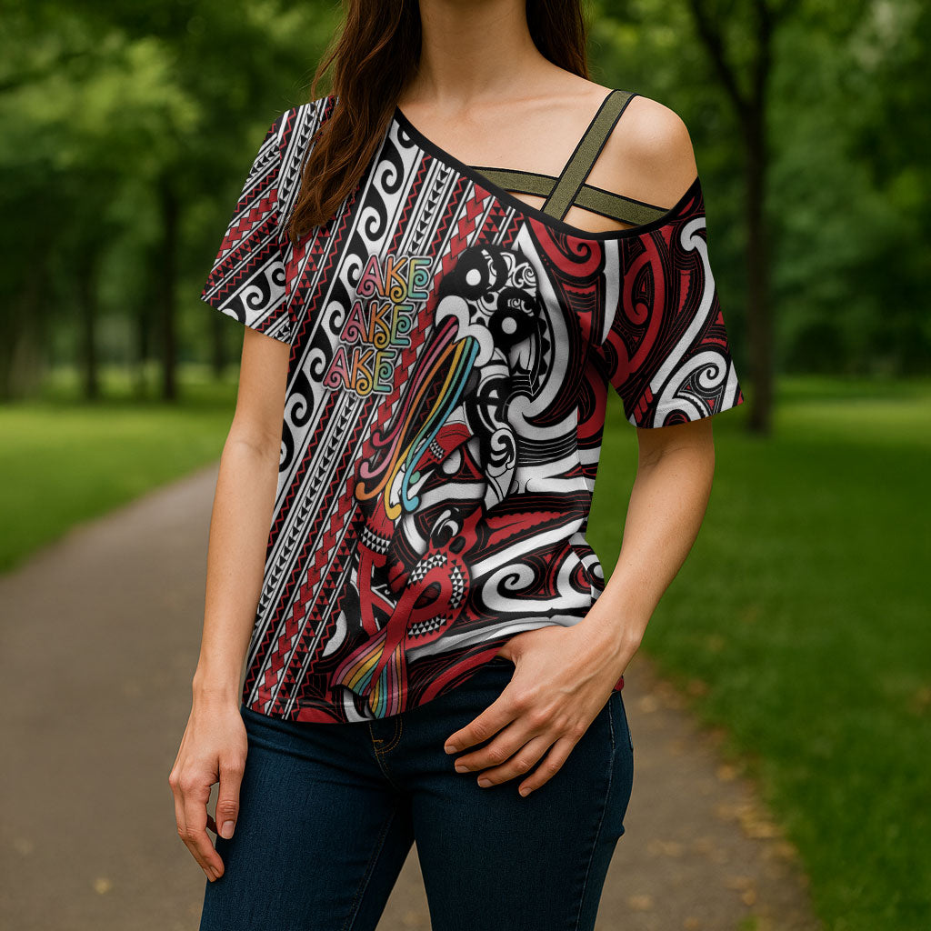 Personalised Maori Language Week Cross Shoulder Shirt Ake Ake Ake Tribal Patterns
