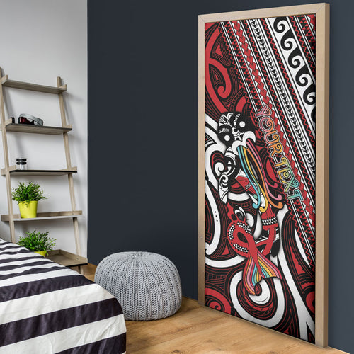 Personalised Maori Language Week Door Cover Ake Ake Ake Tribal Patterns