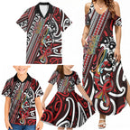 Personalised Maori Language Week Family Matching Summer Maxi Dress and Hawaiian Shirt Ake Ake Ake Tribal Patterns