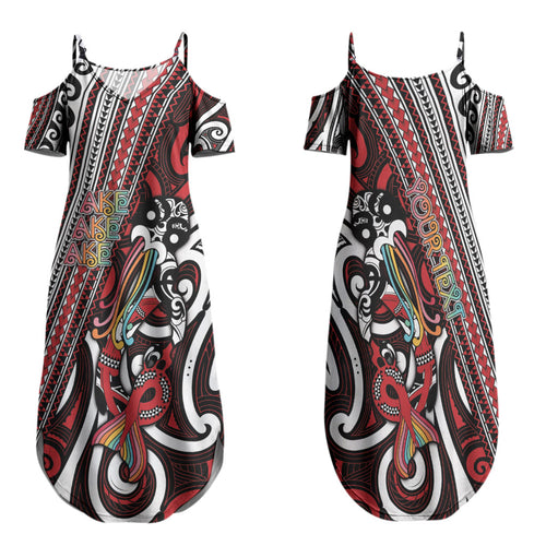 Personalised Maori Language Week Family Matching Summer Maxi Dress and Hawaiian Shirt Ake Ake Ake Tribal Patterns