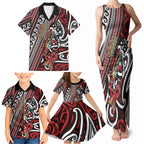 Personalised Maori Language Week Family Matching Tank Maxi Dress and Hawaiian Shirt Ake Ake Ake Tribal Patterns