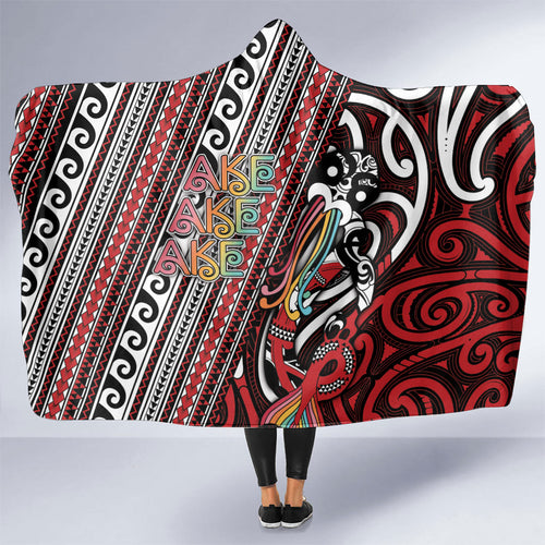 Maori Language Week Hooded Blanket Ake Ake Ake Tribal Patterns