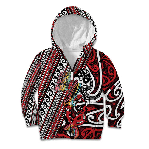 Personalised Maori Language Week Kid Hoodie Ake Ake Ake Tribal Patterns