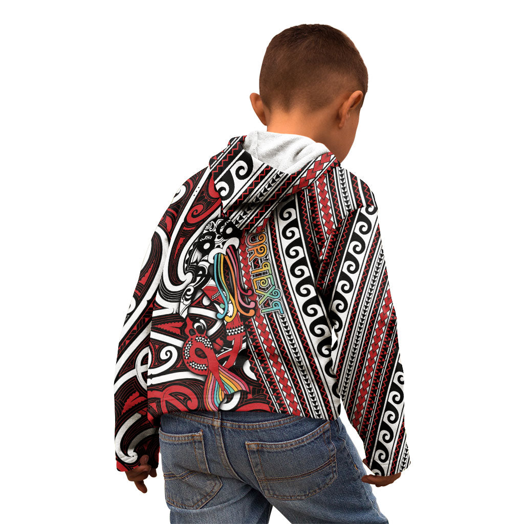 Personalised Maori Language Week Kid Hoodie Ake Ake Ake Tribal Patterns