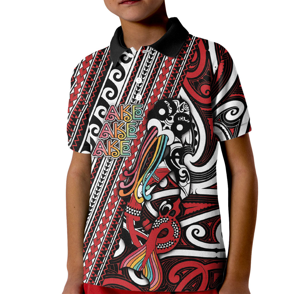 Personalised Maori Language Week Kid Polo Shirt Ake Ake Ake Tribal Patterns