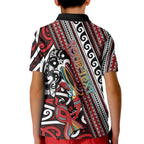 Personalised Maori Language Week Kid Polo Shirt Ake Ake Ake Tribal Patterns