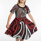 Personalised Maori Language Week Kid Short Sleeve Dress Ake Ake Ake Tribal Patterns