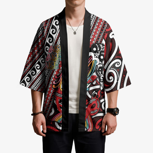Personalised Maori Language Week Kimono Ake Ake Ake Tribal Patterns