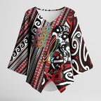 Personalised Maori Language Week Kimono Sleeve Blouse Ake Ake Ake Tribal Patterns