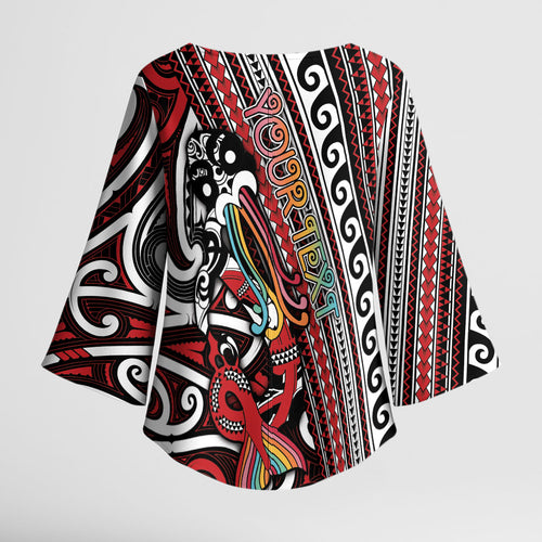 Personalised Maori Language Week Kimono Sleeve Blouse Ake Ake Ake Tribal Patterns
