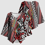 Personalised Maori Language Week Kimono Sleeve Blouse Ake Ake Ake Tribal Patterns