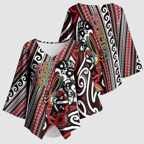 Personalised Maori Language Week Kimono Sleeve Blouse Ake Ake Ake Tribal Patterns