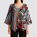 Personalised Maori Language Week Kimono Sleeve Blouse Ake Ake Ake Tribal Patterns