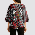 Personalised Maori Language Week Kimono Sleeve Blouse Ake Ake Ake Tribal Patterns