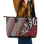 Maori Language Week Leather Tote Bag Ake Ake Ake Tribal Patterns