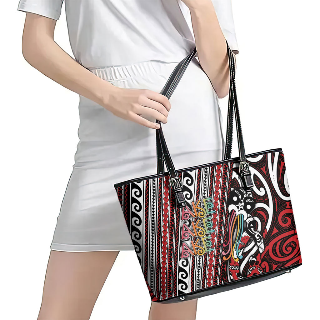 Maori Language Week Leather Tote Bag Ake Ake Ake Tribal Patterns