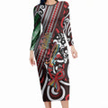 Personalised Maori Language Week Long Sleeve Bodycon Dress Ake Ake Ake Tribal Patterns