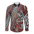 Personalised Maori Language Week Long Sleeve Button Shirt Ake Ake Ake Tribal Patterns