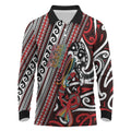 Personalised Maori Language Week Long Sleeve Polo Shirt Ake Ake Ake Tribal Patterns