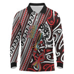 Personalised Maori Language Week Long Sleeve Polo Shirt Ake Ake Ake Tribal Patterns