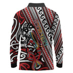 Personalised Maori Language Week Long Sleeve Polo Shirt Ake Ake Ake Tribal Patterns