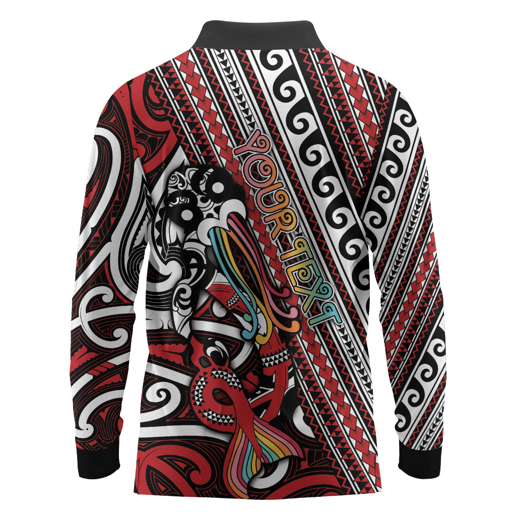 Personalised Maori Language Week Long Sleeve Polo Shirt Ake Ake Ake Tribal Patterns